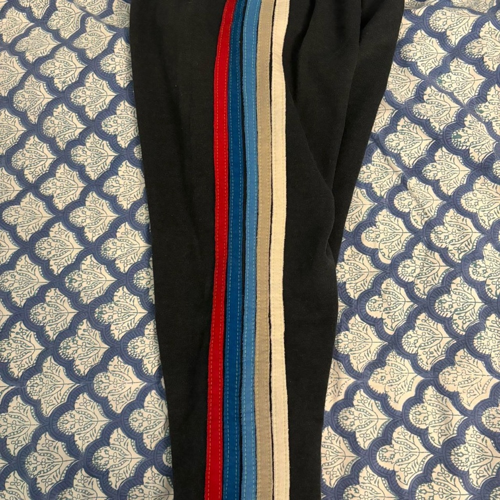 dark gray red white and blue striped aviator nation sweatpants 
size:S